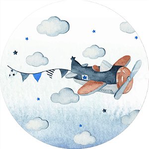 Painel de Festa em Tecido - Aviador Aviãozinho Aquarela