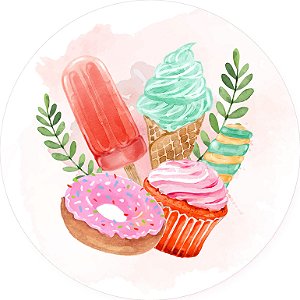 Painel de Festa em Tecido - Doces Docinhos Aquarela