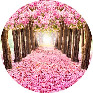 Painel de Festa em Tecido - Floresta Rosa Flores