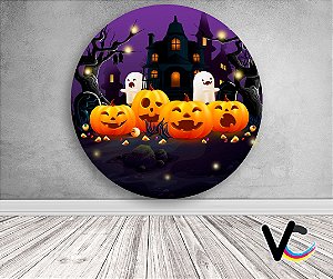 Painel de Festa em Tecido -Halloween Aboboras e Fantasmas