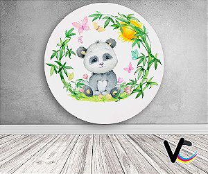 Painel de Festa em Tecido - Panda Aquarelado com Bambu 2
