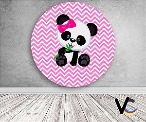 Painel de Festa em Tecido - Panda Chevron Rosa