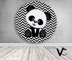 Painel de Festa em Tecido - Panda Chevron Preto