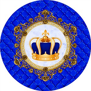 Painel de Festa em Tecido - Capitone Coroa Realeza Azul Royal Maior