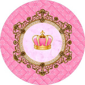 Painel de Festa em Tecido - Capitone Coroa Realeza Rosa
