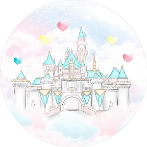 Painel de Festa em Tecido - Castelo Disney Aquarela