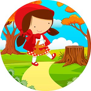 Painel de Festa em Tecido - Chapeuzinho Vermelho Cute Floresta de Outono