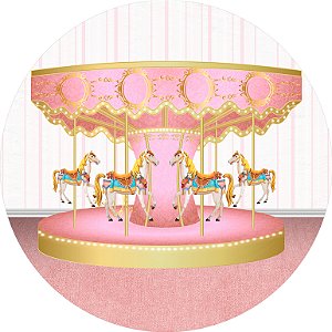 Painel de Festa em Tecido - Carrossel 3D rosa
