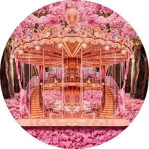 Painel de Festa em Tecido - Carrossel na Floresta Clássica Rosa