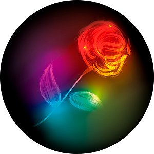 Painel de Festa em Tecido - Flor Rosa Arco-Íris Neon