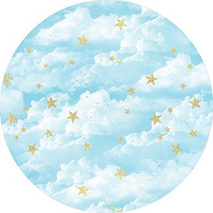 Painel de Festa em Tecido - Nuvens e Estrelas Azul