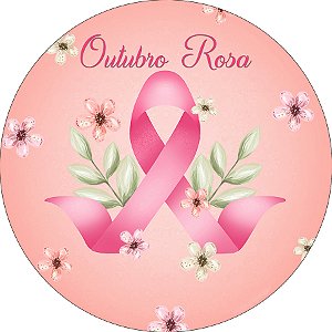 Painel de Festa em Tecido - Outubro Rosa Flores em Aquarela