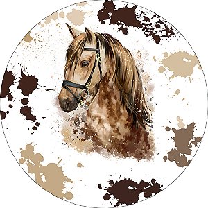 Painel de Festa em Tecido -  Country Cavalo Aquarela