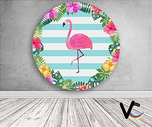 Painel de Festa em Tecido - Flamingo Tropical Duplo
