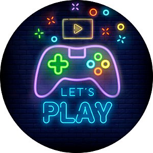 Painel de Festa em Tecido - Let's Play Console Neon Game