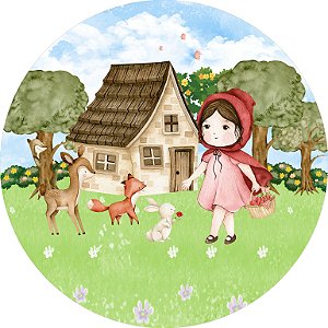 Painel de Festa em Tecido - Chapeuzinho Vermelho Bosque e Animais