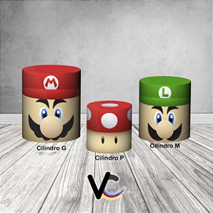 Trio De Capas De Cilindro 3d - Super Mário