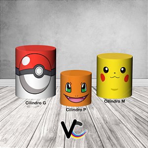 Trio De Capas De Cilindro 3d - Pokémon 2