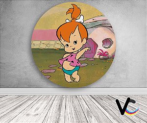Painel de Festa em Tecido - Flintstones Pedrita Rosa