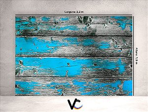 Fundo Fotográfico - Efeito Madeira com Tinta Azul - 2,20 X 1,50
