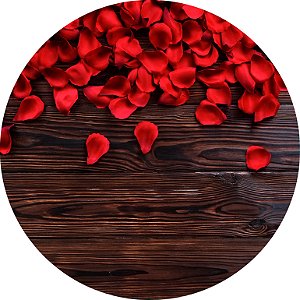 Painel de Festa em Tecido - Pétalas Vermelhas Flores Madeira