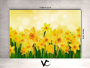 Fundo Fotográfico - Flores Narcisos Amarelos - 2,20 X 1,50