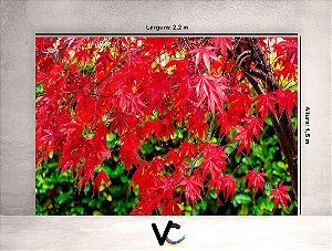 Fundo Fotográfico - Folhas Vermelhas - 2,20 X 1,50