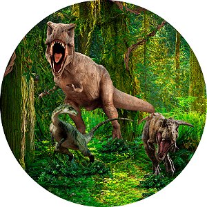 Painel de Festa em Tecido - Dinossauro Realista Floresta