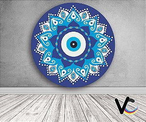 Painel de Festa em Tecido - Mandala Olho Grego Azul
