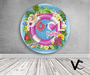 Painel de Festa em Tecido - Pool Party Piscina Boia Rosa