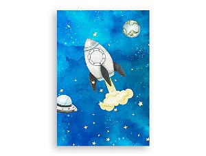 Painel De Festa 3d Vertical - Astronauta Galáxia Aquarela - 1,50x2,20