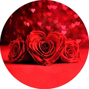 Painel de Festa em Tecido - Dia dos Namorados Rosa Coração Vermelho