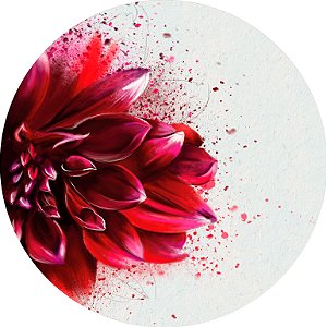 Painel de Festa em Tecido - Flor Vermelha Aquarela