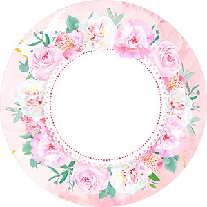 Painel de Festa em Tecido - Marmore Rosa com Flores