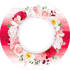 Painel de Festa em Tecido - Rosa com Renda e Flores