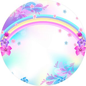 Painel de Festa em Tecido - Arco Iris Florido