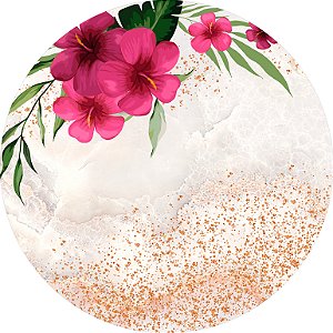 Painel de Festa em Tecido - Flores Marsala Com Efeito Glitter