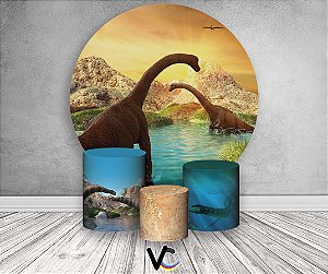 Painel De Festa Vertical + Trio De Capas Cilindro - Jurassic World Dinossauro  Rex Realista - Via Cores - Paineis de Festa