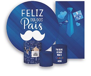 Painel de Festa 3d + Trio Capa Cilindro + Faixa Veste Fácil - Dia Dos Pais Azul