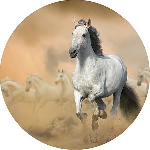 Painel de Festa em Tecido - Cavalo Branco Galopando Na Fazenda