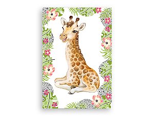 Painel De Festa 3d Vertical 1,50x2,20 - Safari Florido Girafa