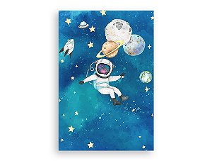 Painel De Festa 3d Vertical 1,50x2,20 - Astronauta Galáxia Aquarela Espaço