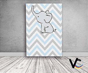 Painel De Festa 3d Vertical 1,50x2,20 - Elefantinho Chevron Azul