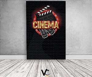 Painel De Festa 3d Vertical 1,50x2,20 - Sala de Cinema Pipoca Claquete