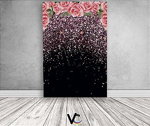 Painel De Festa 3d Vertical 1,50x2,20 - Efeito Glitter Rosa e Dourado 2