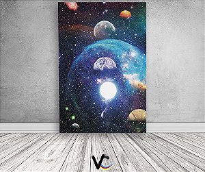 Painel De Festa 3d Vertical 1,50x2,20 - Galáxia Planetas 2