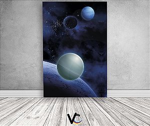 Painel De Festa 3d Vertical 1,50x2,20 - Astronauta Galáxia Planetas