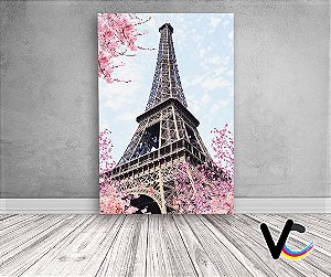 Painel De Festa 3d Vertical 1,50x2,20 - Paris Torre Eiffel Flores