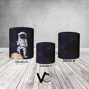 Trio De Capas De Cilindro 3d - Espaço Galaxia com Foguete