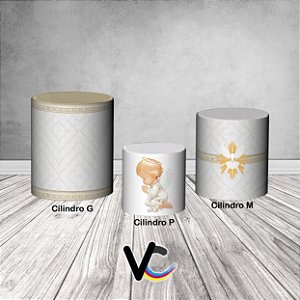 Trio De Capas De Cilindro 3d - Anjinho Batizado